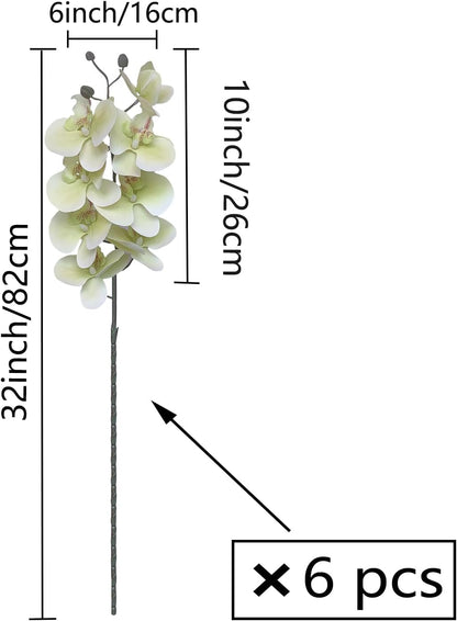 32" Artificial Phalaenopsis Flowers 6 Pcs Artificial Orchid Flowers Stem Plants for Home Décor (6Pcs)