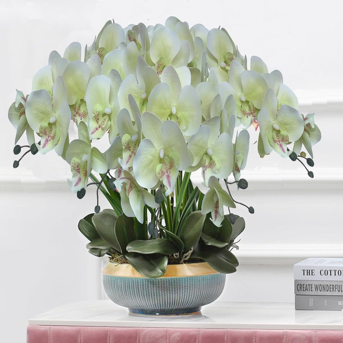 32" Artificial Phalaenopsis Flowers 6 Pcs Artificial Orchid Flowers Stem Plants for Home Décor (6Pcs)