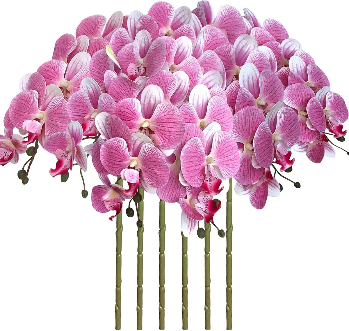 32" Artificial Phalaenopsis Flowers 6 Pcs Artificial Orchid Flowers Stem Plants for Home Décor (6Pcs)