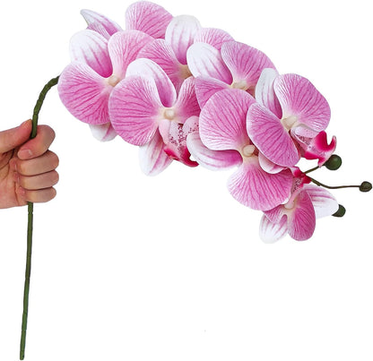 32" Artificial Phalaenopsis Flowers 6 Pcs Artificial Orchid Flowers Stem Plants for Home Décor (6Pcs)