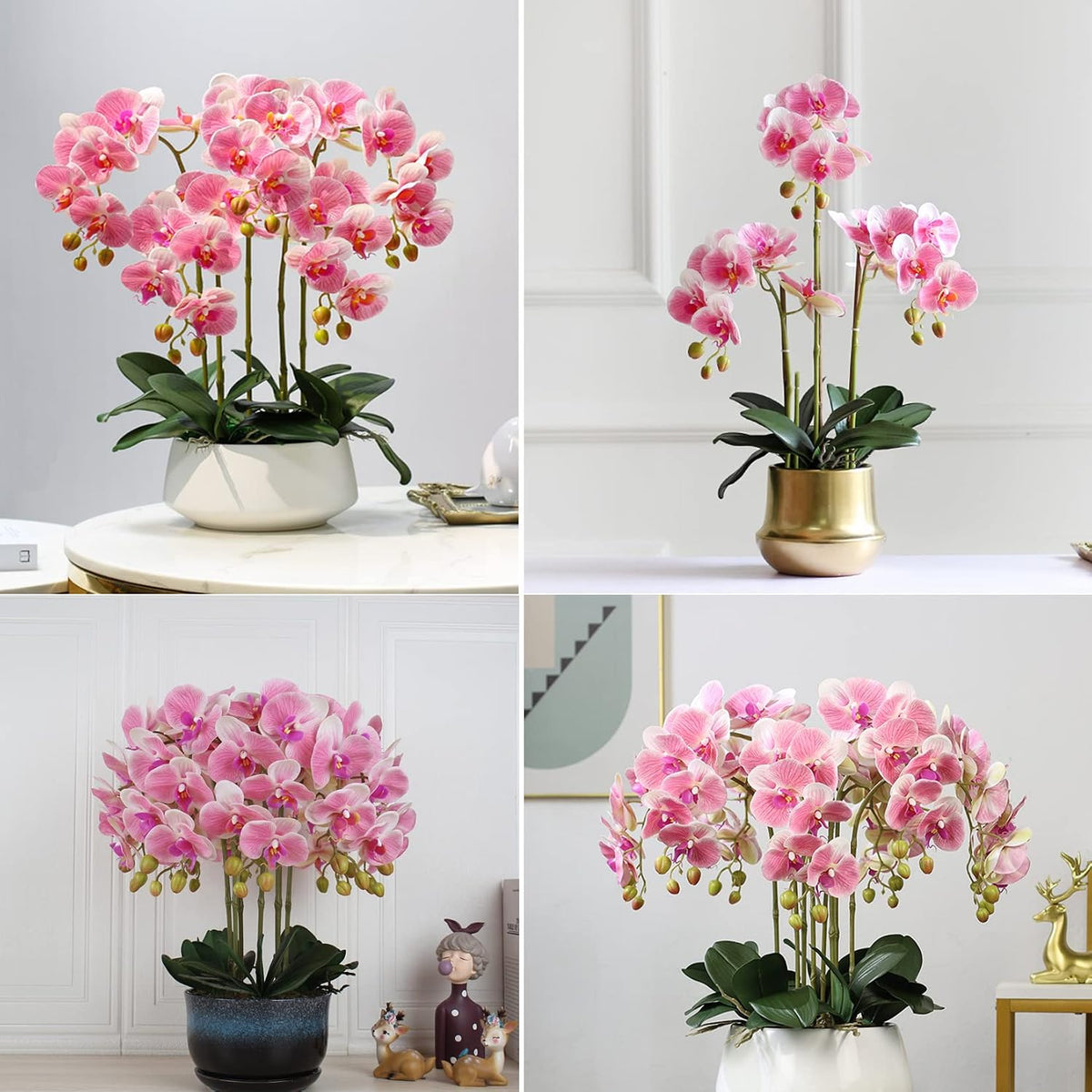 32" Artificial Phalaenopsis Flowers 6 Pcs Artificial Orchid Flowers Stem Plants for Home Décor (6Pcs)