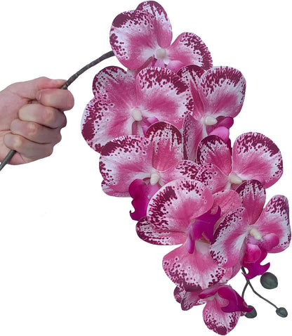 32" Artificial Phalaenopsis Flowers 6 Pcs Artificial Orchid Flowers Stem Plants for Home Décor (6Pcs)
