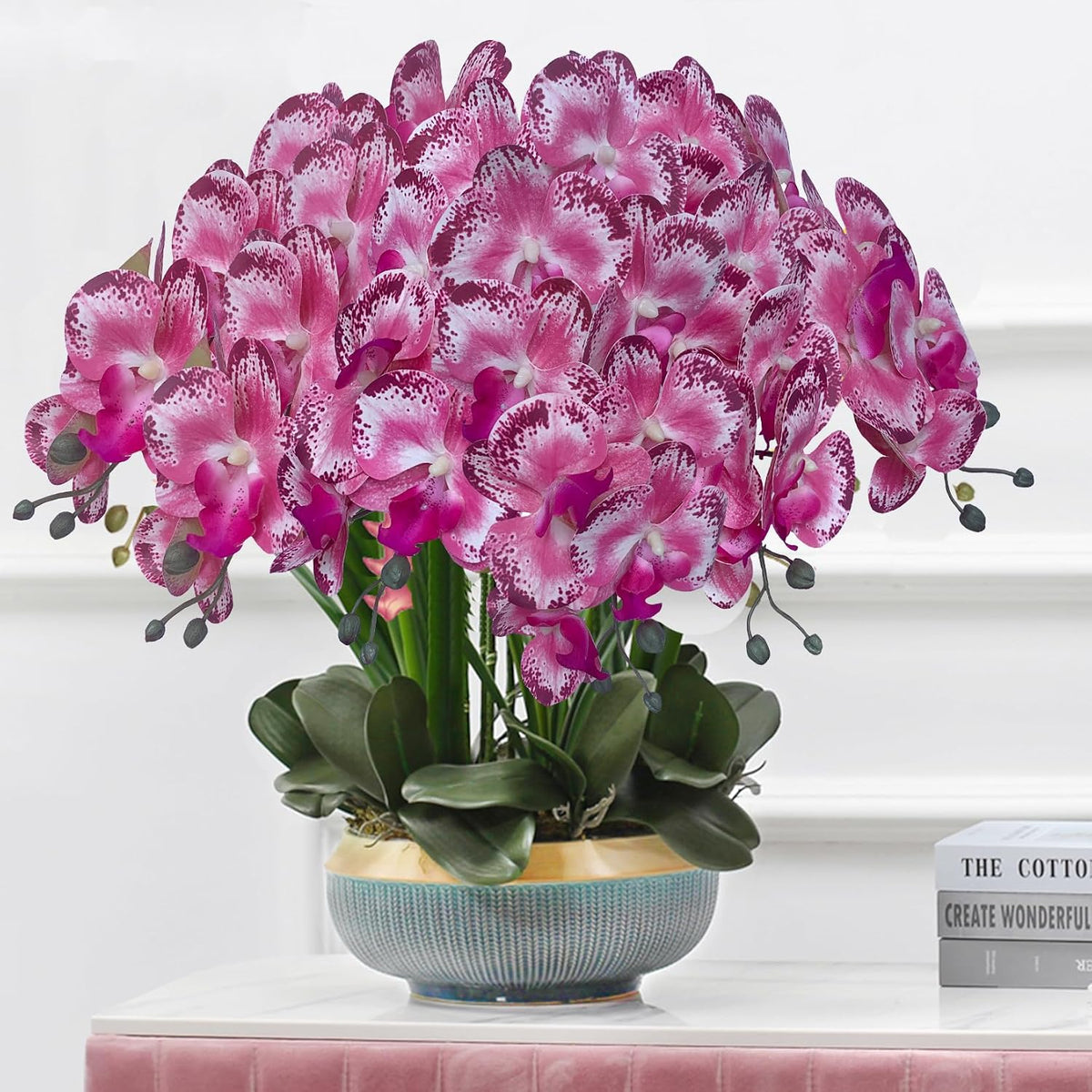 32" Artificial Phalaenopsis Flowers 6 Pcs Artificial Orchid Flowers Stem Plants for Home Décor (6Pcs)