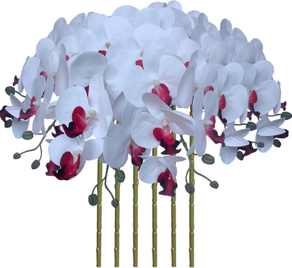 32" Artificial Phalaenopsis Flowers 6 Pcs Artificial Orchid Flowers Stem Plants for Home Décor (6Pcs)
