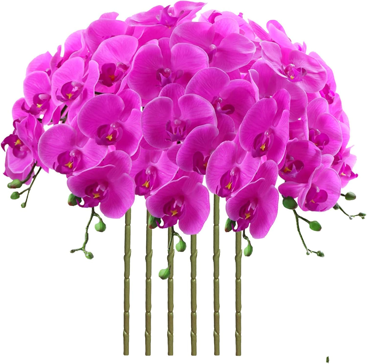 32" Artificial Phalaenopsis Flowers 6 Pcs Artificial Orchid Flowers Stem Plants for Home Décor (6Pcs)