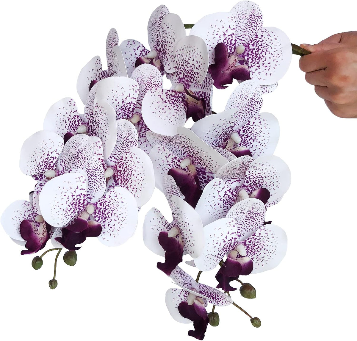 32" Artificial Phalaenopsis Flowers 6 Pcs Artificial Orchid Flowers Stem Plants for Home Décor (6Pcs)