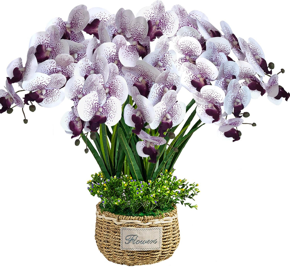 32" Artificial Phalaenopsis Flowers 6 Pcs Artificial Orchid Flowers Stem Plants for Home Décor (6Pcs)