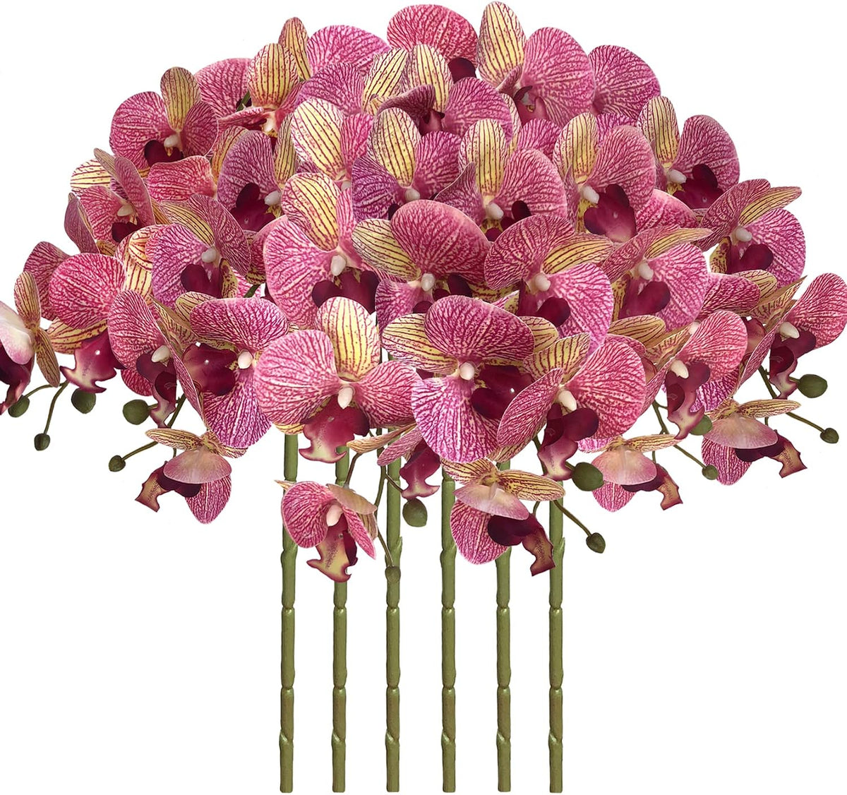 32" Artificial Phalaenopsis Flowers 6 Pcs Artificial Orchid Flowers Stem Plants for Home Décor (6Pcs)