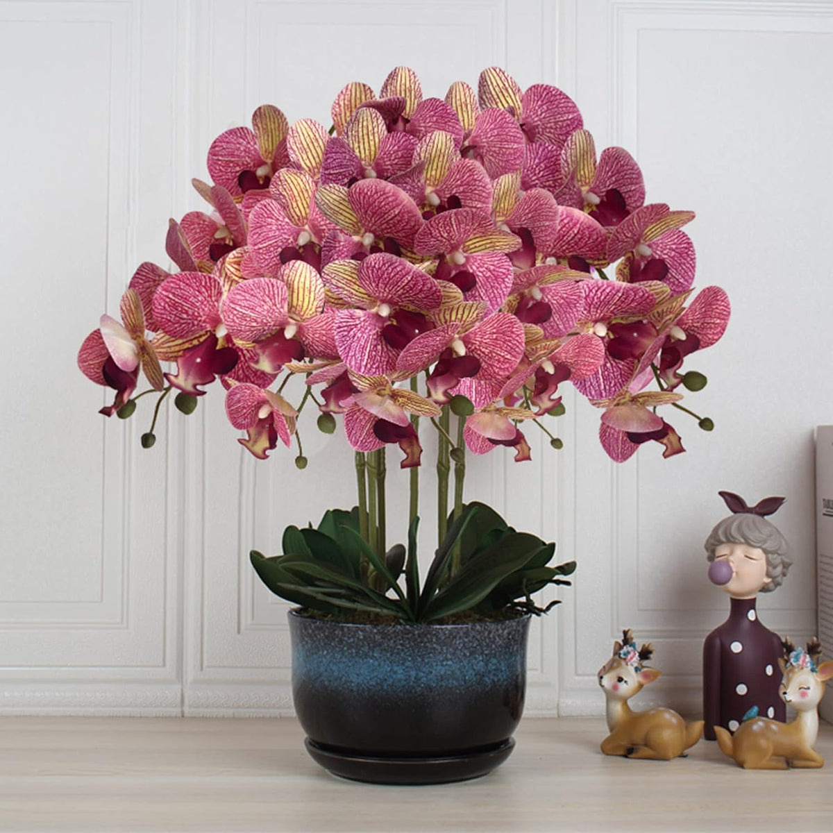 32" Artificial Phalaenopsis Flowers 6 Pcs Artificial Orchid Flowers Stem Plants for Home Décor (6Pcs)