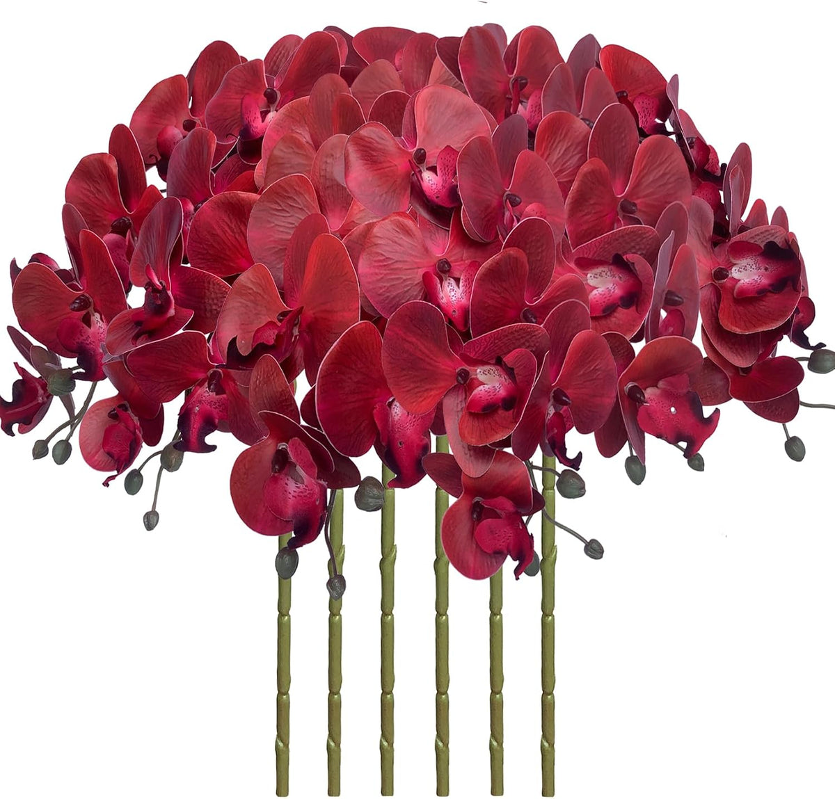 32" Artificial Phalaenopsis Flowers 6 Pcs Artificial Orchid Flowers Stem Plants for Home Décor (6Pcs)