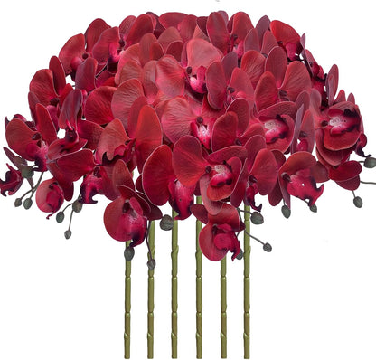 32" Artificial Phalaenopsis Flowers 6 Pcs Artificial Orchid Flowers Stem Plants for Home Décor (6Pcs)