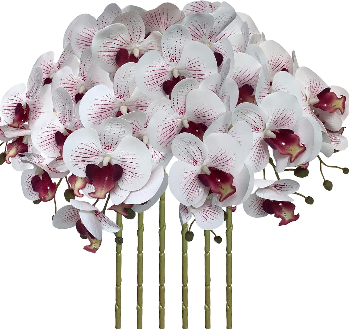 32" Artificial Phalaenopsis Flowers 6 Pcs Artificial Orchid Flowers Stem Plants for Home Décor (6Pcs)