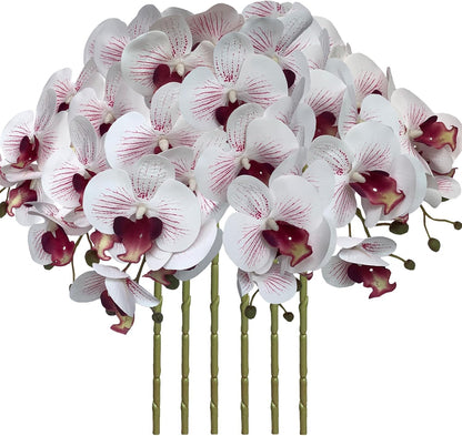 32" Artificial Phalaenopsis Flowers 6 Pcs Artificial Orchid Flowers Stem Plants for Home Décor (6Pcs)