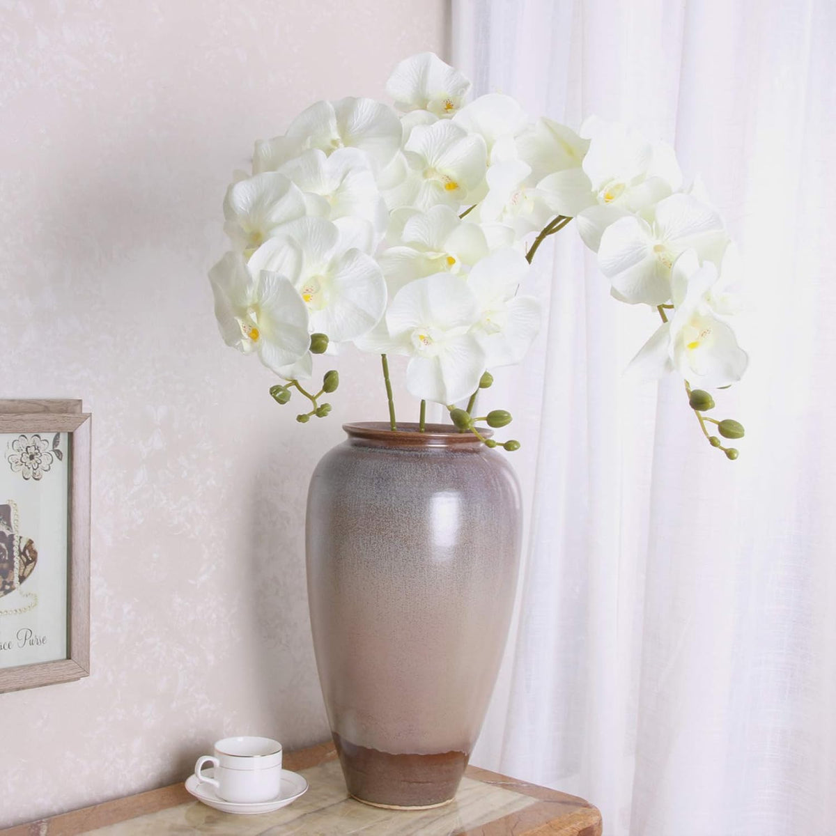 32" Artificial Phalaenopsis Flowers 6 Pcs Artificial Orchid Flowers Stem Plants for Home Décor (6Pcs)