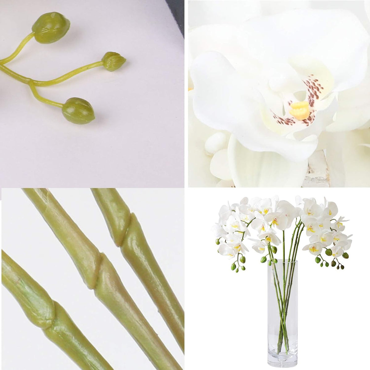 32" Artificial Phalaenopsis Flowers 6 Pcs Artificial Orchid Flowers Stem Plants for Home Décor (6Pcs)