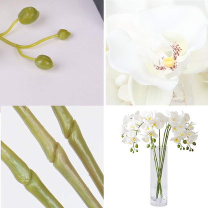 32" Artificial Phalaenopsis Flowers 6 Pcs Artificial Orchid Flowers Stem Plants for Home Décor (6Pcs)