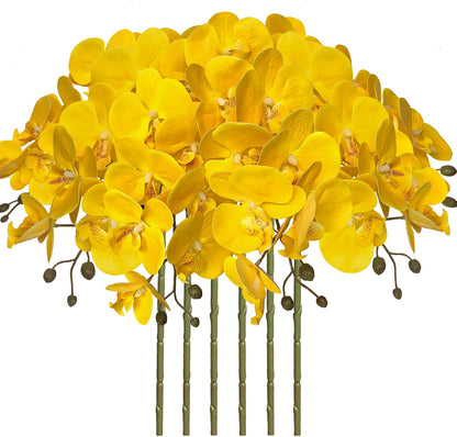 32" Artificial Phalaenopsis Flowers 6 Pcs Artificial Orchid Flowers Stem Plants for Home Décor (6Pcs)