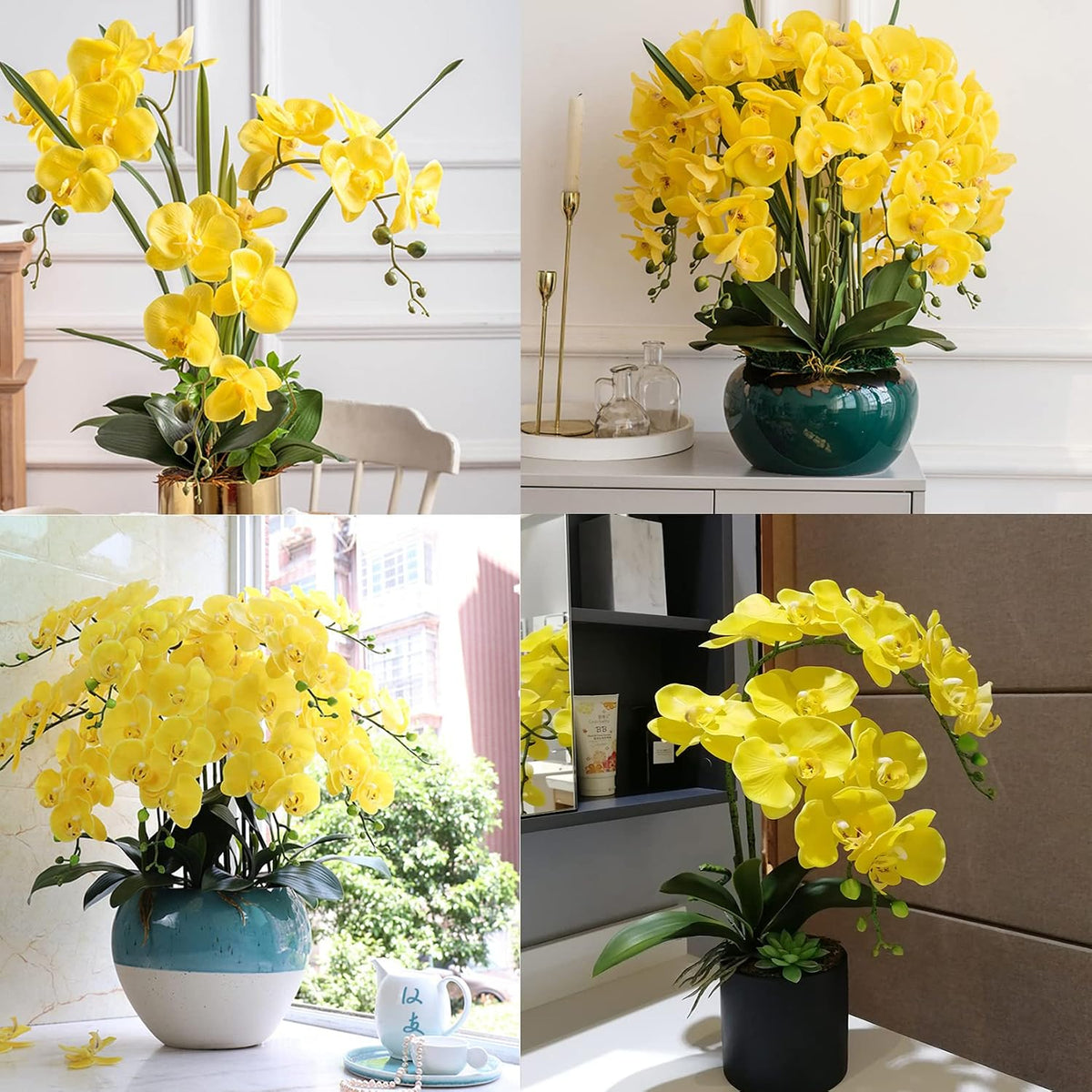 32" Artificial Phalaenopsis Flowers 6 Pcs Artificial Orchid Flowers Stem Plants for Home Décor (6Pcs)