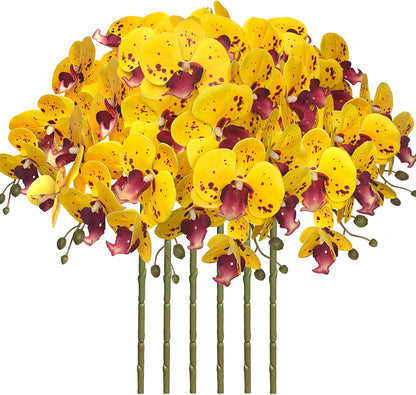 32" Artificial Phalaenopsis Flowers 6 Pcs Artificial Orchid Flowers Stem Plants for Home Décor (6Pcs)