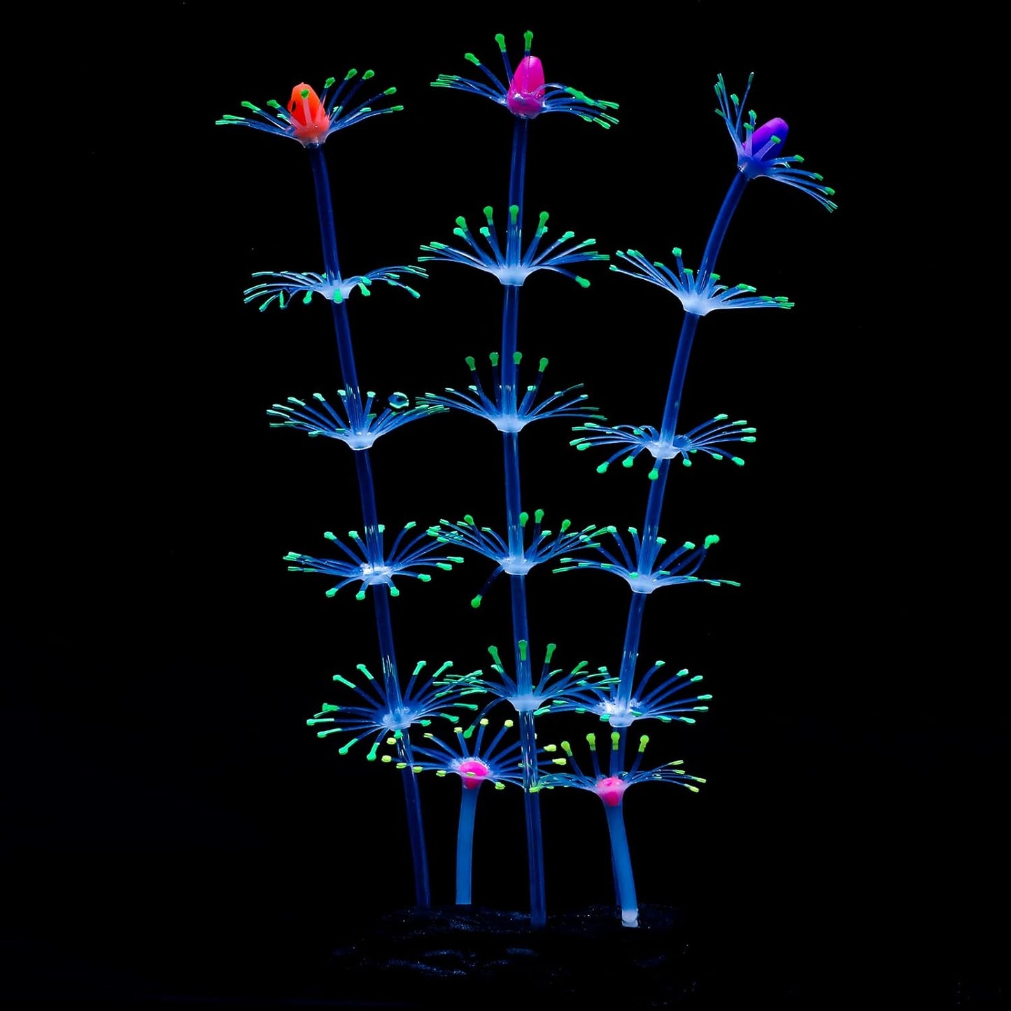 Strip Coral Plant Ornament Glowing Effect Silicone Artificial Decoration for Fish Tank, Aquarium Landscape - Green