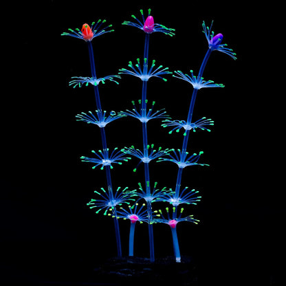 Strip Coral Plant Ornament Glowing Effect Silicone Artificial Decoration for Fish Tank, Aquarium Landscape - Green