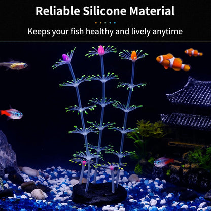 Strip Coral Plant Ornament Glowing Effect Silicone Artificial Decoration for Fish Tank, Aquarium Landscape - Green