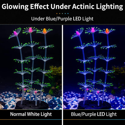 Strip Coral Plant Ornament Glowing Effect Silicone Artificial Decoration for Fish Tank, Aquarium Landscape - Green