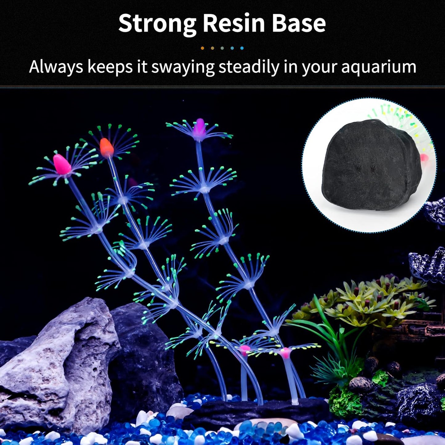 Strip Coral Plant Ornament Glowing Effect Silicone Artificial Decoration for Fish Tank, Aquarium Landscape - Green