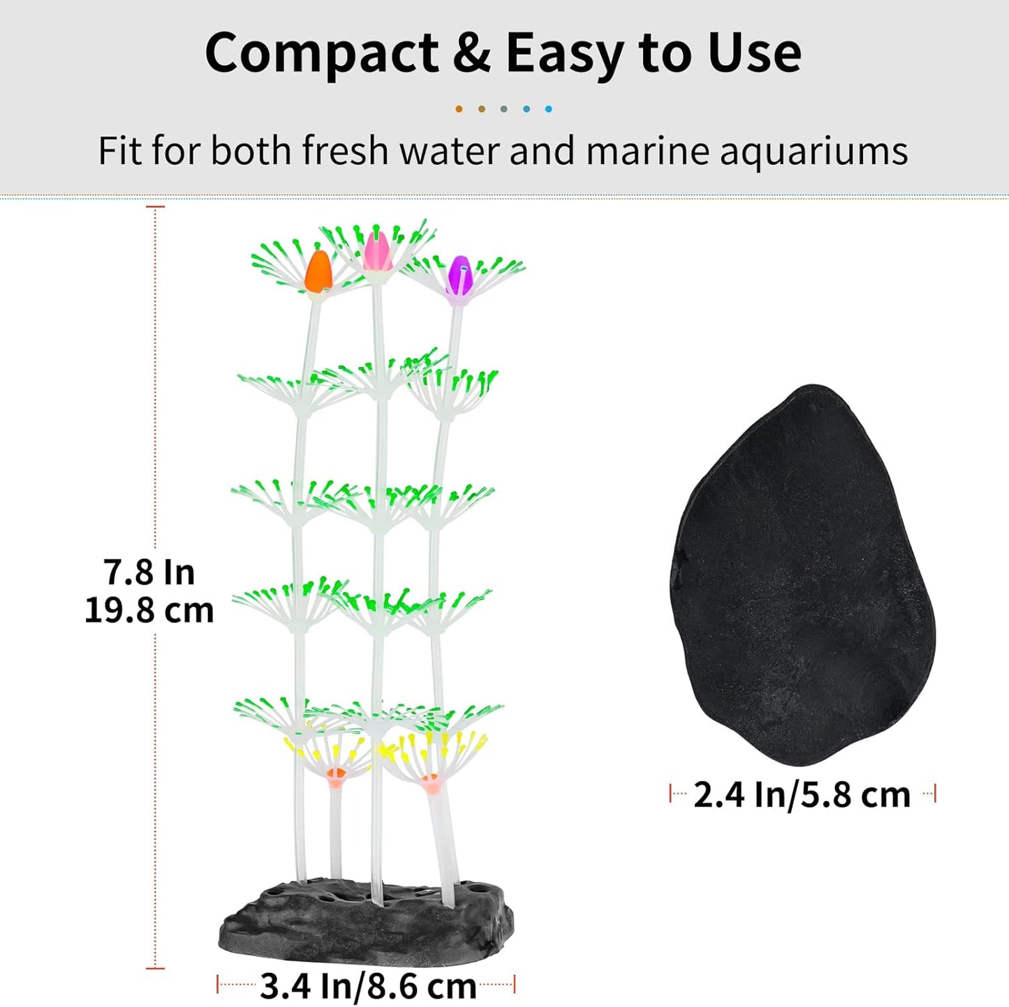 Strip Coral Plant Ornament Glowing Effect Silicone Artificial Decoration for Fish Tank, Aquarium Landscape - Green