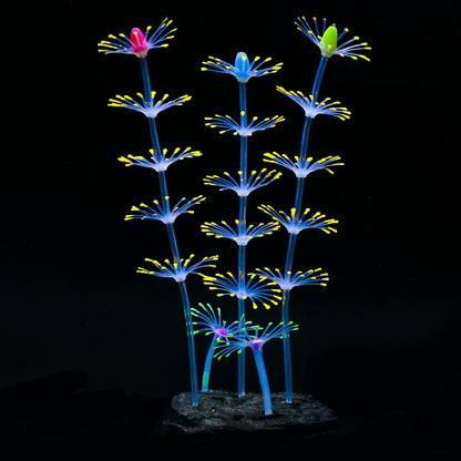 Strip Coral Plant Ornament Glowing Effect Silicone Artificial Decoration for Fish Tank, Aquarium Landscape - Green
