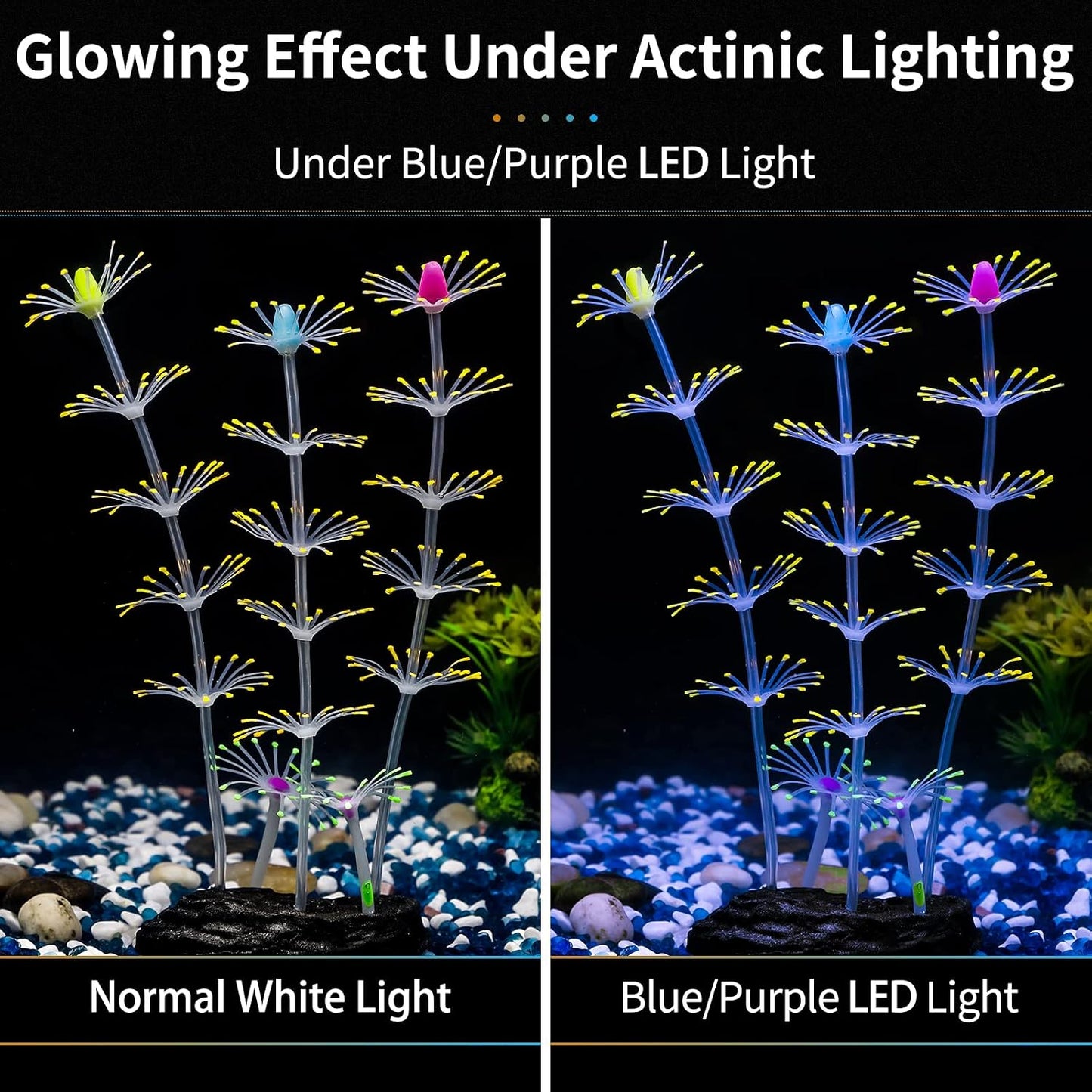 Strip Coral Plant Ornament Glowing Effect Silicone Artificial Decoration for Fish Tank, Aquarium Landscape - Green