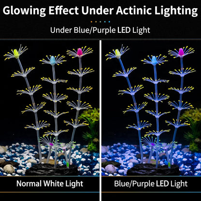 Strip Coral Plant Ornament Glowing Effect Silicone Artificial Decoration for Fish Tank, Aquarium Landscape - Green