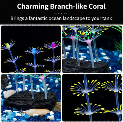 Strip Coral Plant Ornament Glowing Effect Silicone Artificial Decoration for Fish Tank, Aquarium Landscape - Green