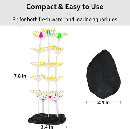 Strip Coral Plant Ornament Glowing Effect Silicone Artificial Decoration for Fish Tank, Aquarium Landscape - Green