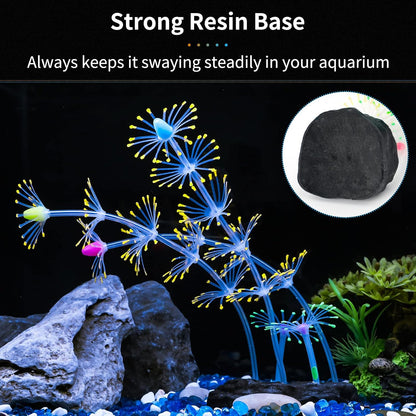 Strip Coral Plant Ornament Glowing Effect Silicone Artificial Decoration for Fish Tank, Aquarium Landscape - Green