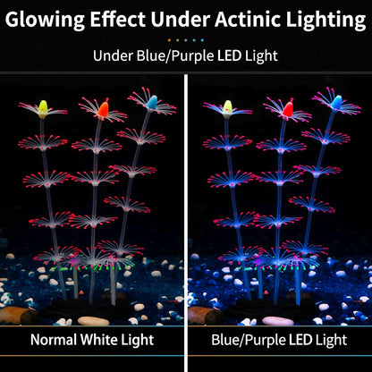 Strip Coral Plant Ornament Glowing Effect Silicone Artificial Decoration for Fish Tank, Aquarium Landscape - Green
