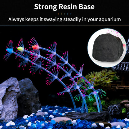 Strip Coral Plant Ornament Glowing Effect Silicone Artificial Decoration for Fish Tank, Aquarium Landscape - Green