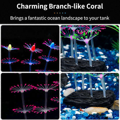 Strip Coral Plant Ornament Glowing Effect Silicone Artificial Decoration for Fish Tank, Aquarium Landscape - Green