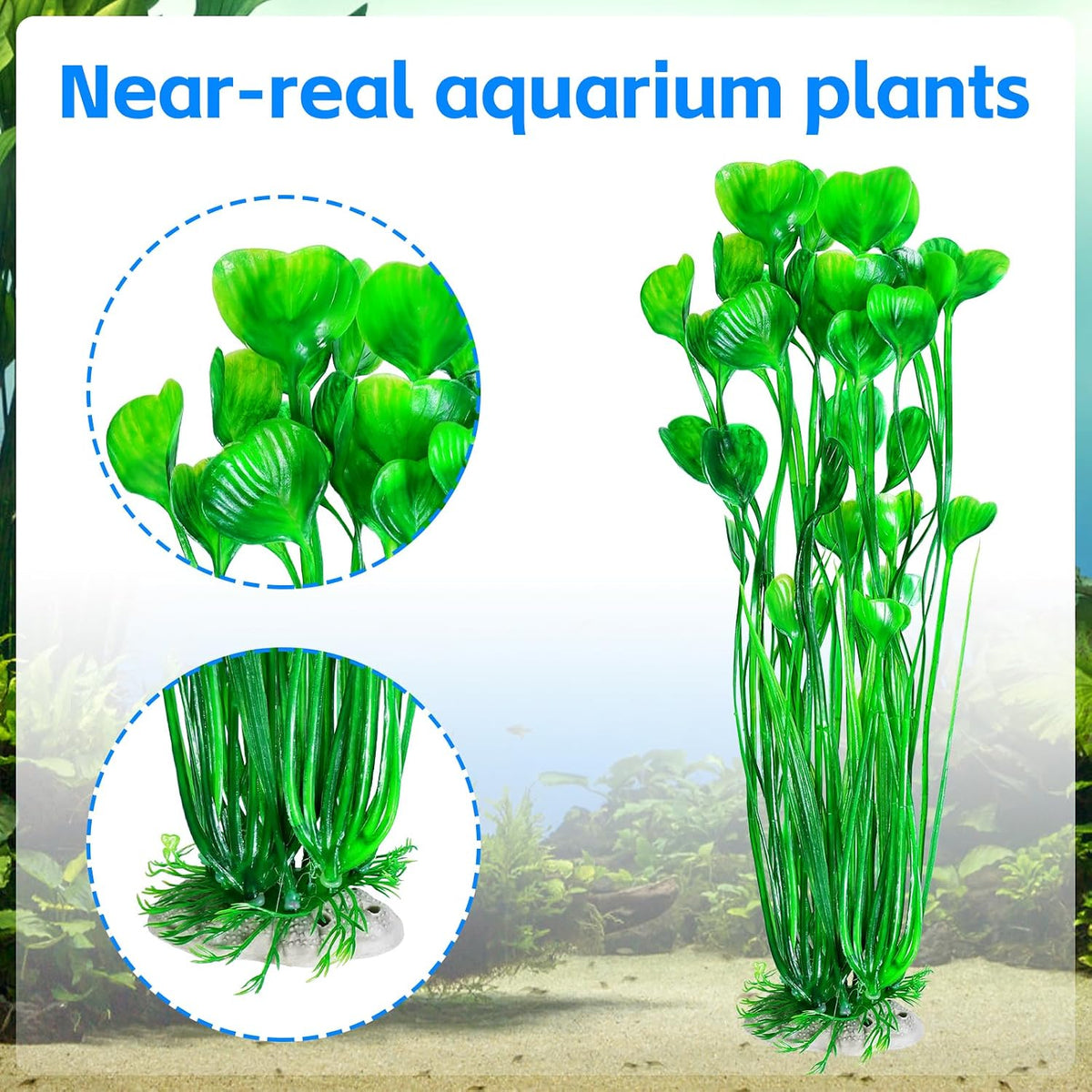 Artificial Fish Tank Plants, Plastic Aquarium Accessories Large, 15.5 inch Purple Decorations, 2pcs