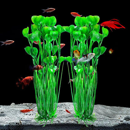 Artificial Fish Tank Plants, Plastic Aquarium Accessories Large, 15.5 inch Purple Decorations, 2pcs
