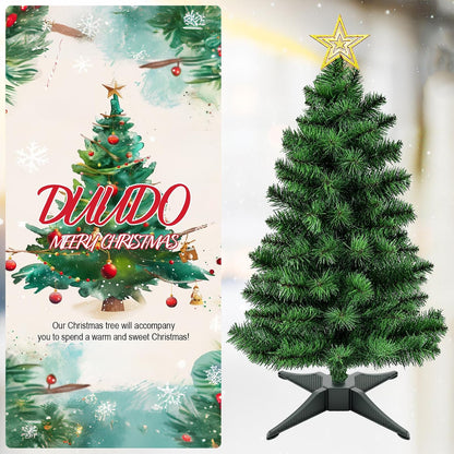 3FT Premium Hinged Artificial Holiday Small Mini Christmas Tree for Tabletop,Home, Office, Indoor and Outdoor Holiday Decoration,Easy Assembly Metal Hinges & Foldable Base