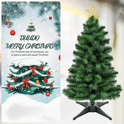 3FT Premium Hinged Artificial Holiday Small Mini Christmas Tree for Tabletop,Home, Office, Indoor and Outdoor Holiday Decoration,Easy Assembly Metal Hinges & Foldable Base
