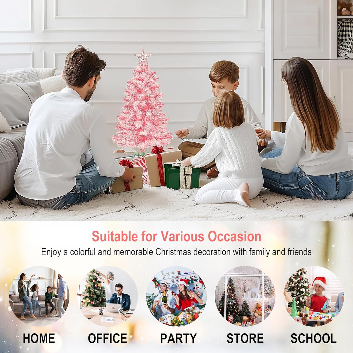 3FT Premium Hinged Artificial Holiday Small Mini Christmas Tree for Tabletop,Home, Office, Indoor and Outdoor Holiday Decoration,Easy Assembly Metal Hinges & Foldable Base