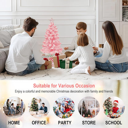 3FT Premium Hinged Artificial Holiday Small Mini Christmas Tree for Tabletop,Home, Office, Indoor and Outdoor Holiday Decoration,Easy Assembly Metal Hinges & Foldable Base