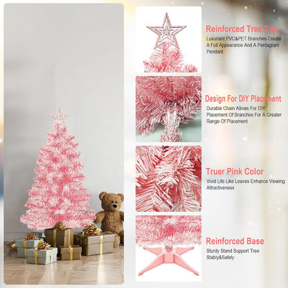 3FT Premium Hinged Artificial Holiday Small Mini Christmas Tree for Tabletop,Home, Office, Indoor and Outdoor Holiday Decoration,Easy Assembly Metal Hinges & Foldable Base
