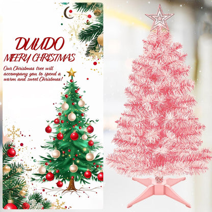 3FT Premium Hinged Artificial Holiday Small Mini Christmas Tree for Tabletop,Home, Office, Indoor and Outdoor Holiday Decoration,Easy Assembly Metal Hinges & Foldable Base