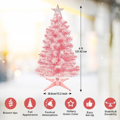 3FT Premium Hinged Artificial Holiday Small Mini Christmas Tree for Tabletop,Home, Office, Indoor and Outdoor Holiday Decoration,Easy Assembly Metal Hinges & Foldable Base