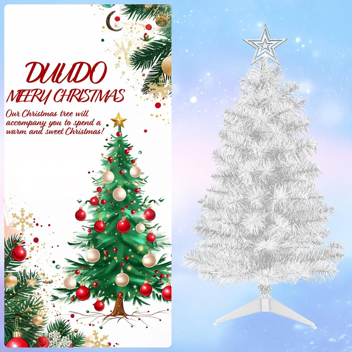 3FT Premium Hinged Artificial Holiday Small Mini Christmas Tree for Tabletop,Home, Office, Indoor and Outdoor Holiday Decoration,Easy Assembly Metal Hinges & Foldable Base