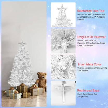 3FT Premium Hinged Artificial Holiday Small Mini Christmas Tree for Tabletop,Home, Office, Indoor and Outdoor Holiday Decoration,Easy Assembly Metal Hinges & Foldable Base