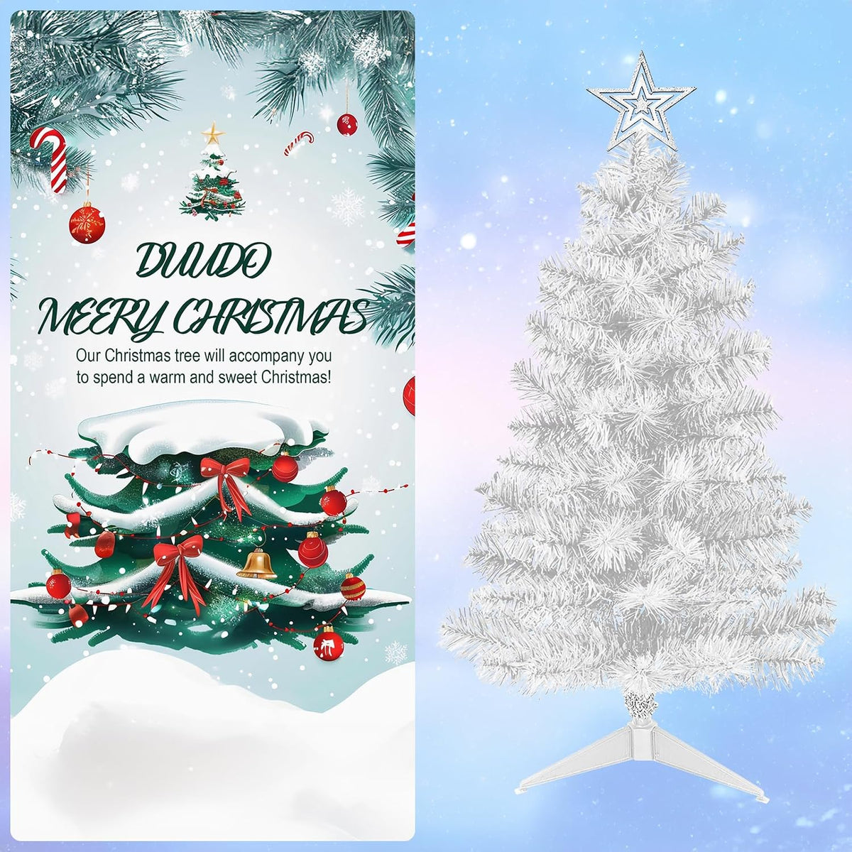 3FT Premium Hinged Artificial Holiday Small Mini Christmas Tree for Tabletop,Home, Office, Indoor and Outdoor Holiday Decoration,Easy Assembly Metal Hinges & Foldable Base